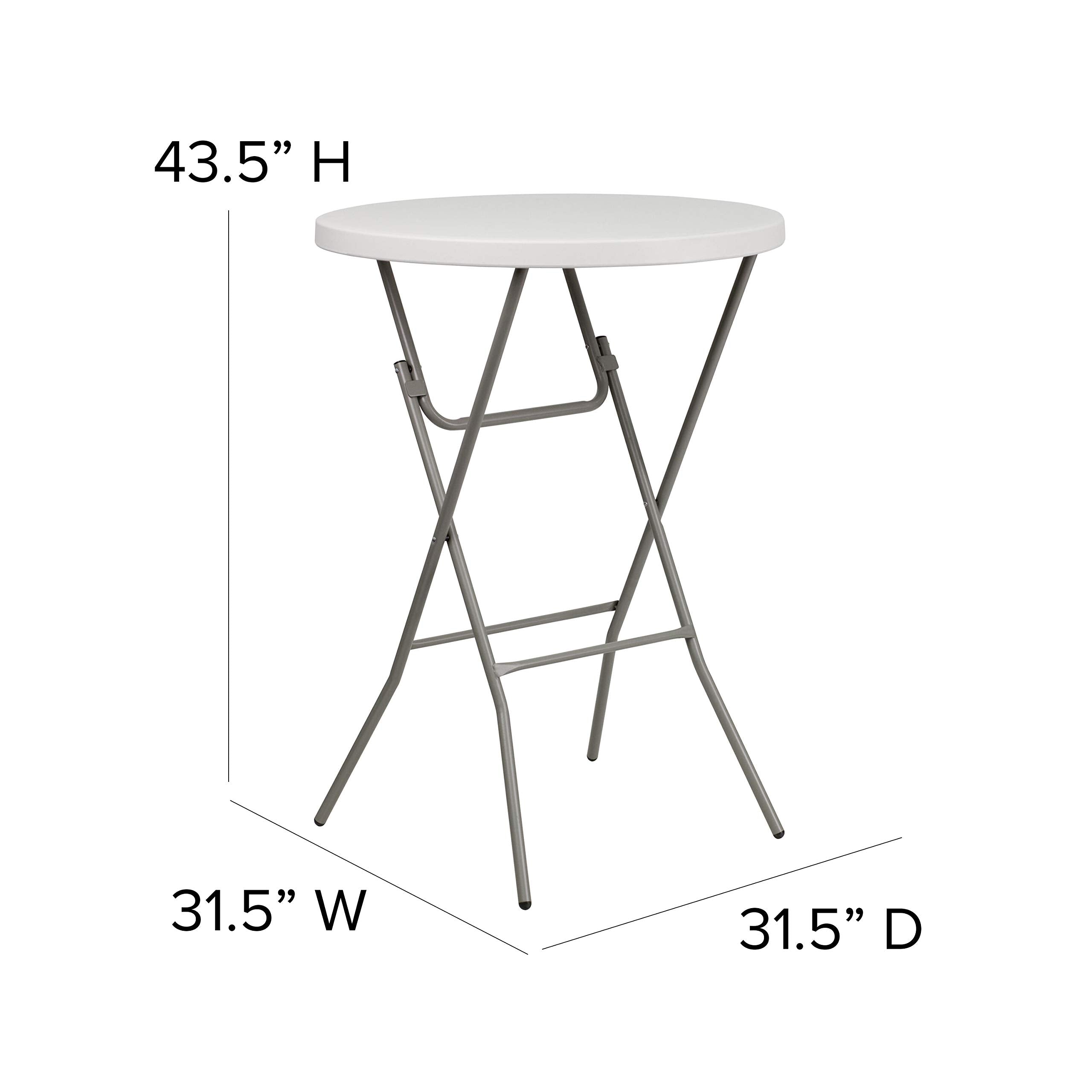 Flash Furniture Kathryn 31.5 Inch Round Folding Bar Height Table Granite White